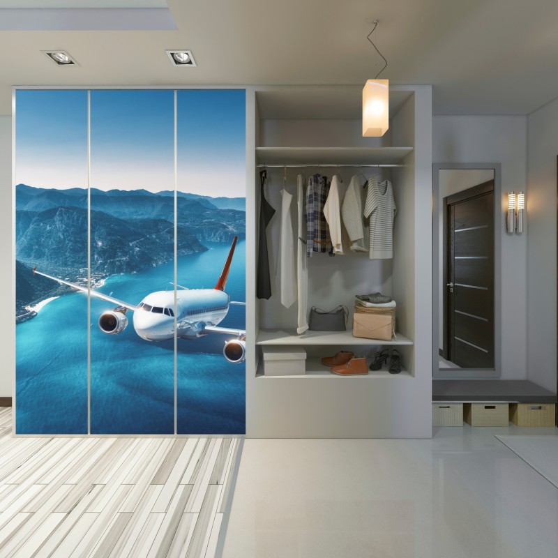 Schrankaufkleber küstenflug über türkisblauem meer – Wallnifity® Schrankaufkleber küstenflug über türkisblauem meer – Wallnifity®