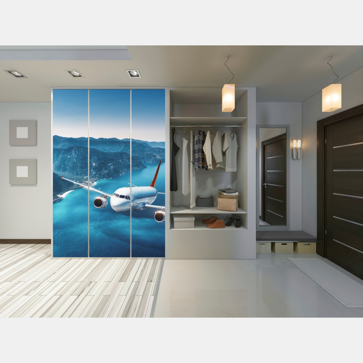 Schrankaufkleber küstenflug über türkisblauem meer – Wallnifity® Schrankaufkleber küstenflug über türkisblauem meer – Wallnifity®