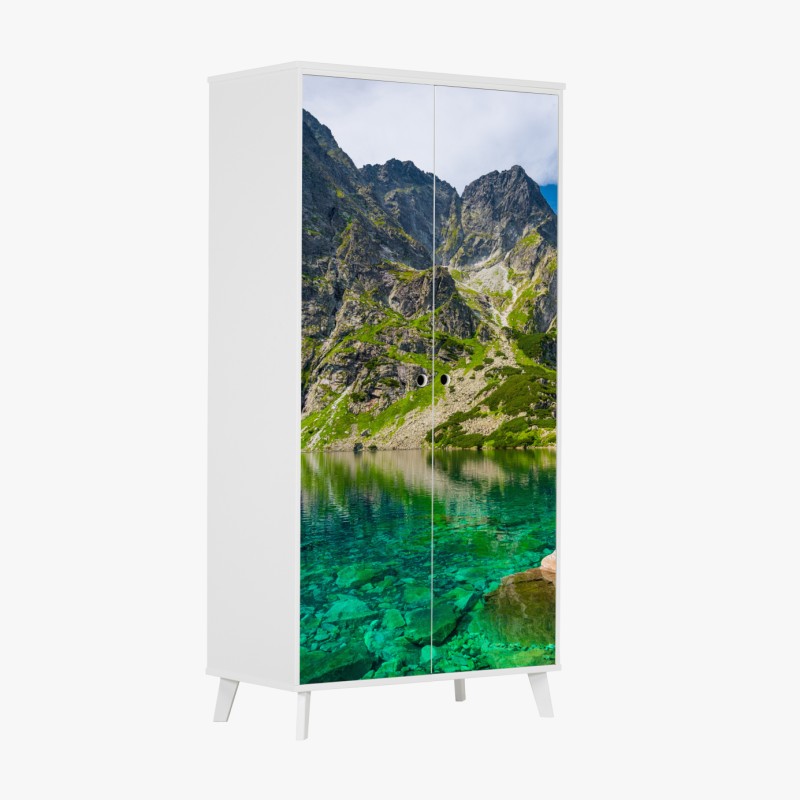 Schrankaufkleber sonnenbeleuchtete felsinsel am Hintersee – Wallnifity®