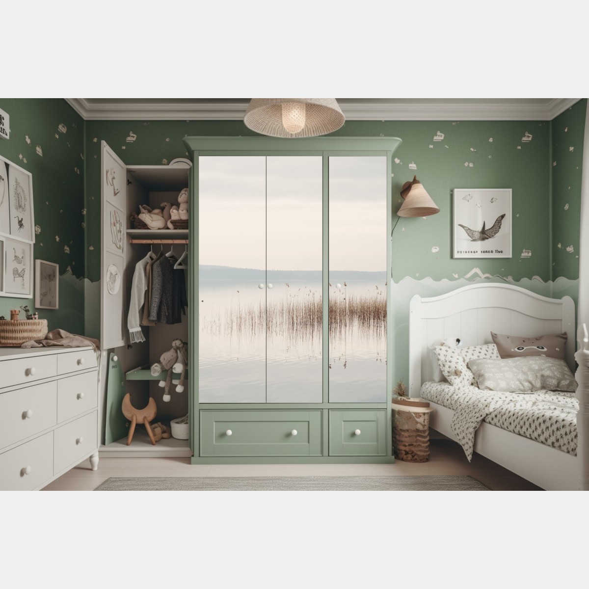 Schrankaufkleber ruhige schilfzone am see – Wallnifity® Schrankaufkleber ruhige schilfzone am see – Wallnifity®