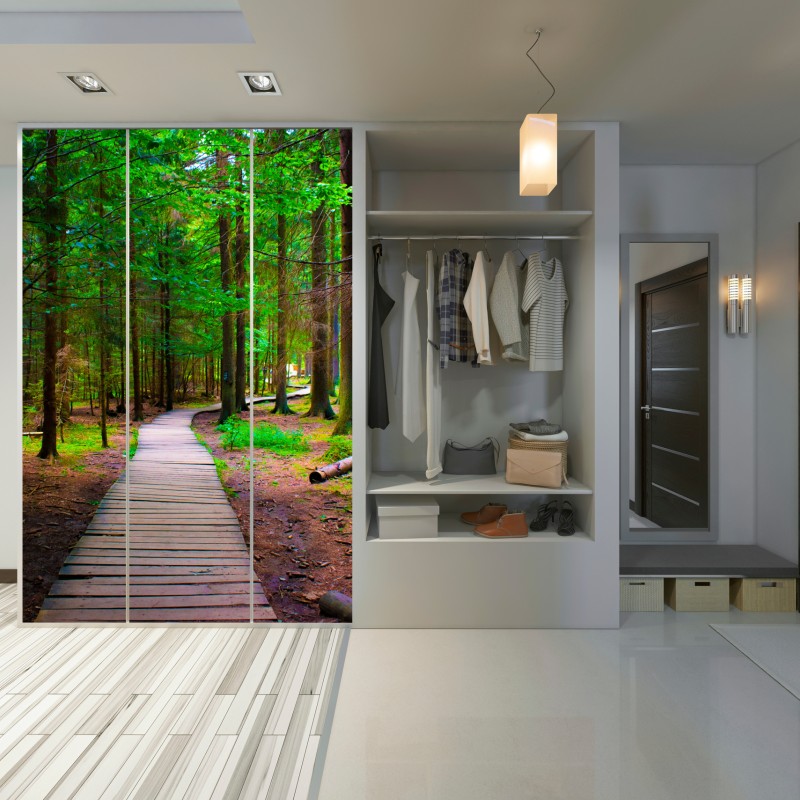 Schrankaufkleber ruhiger waldsteg im grünen – Wallnifity® Schrankaufkleber ruhiger waldsteg im grünen – Wallnifity®