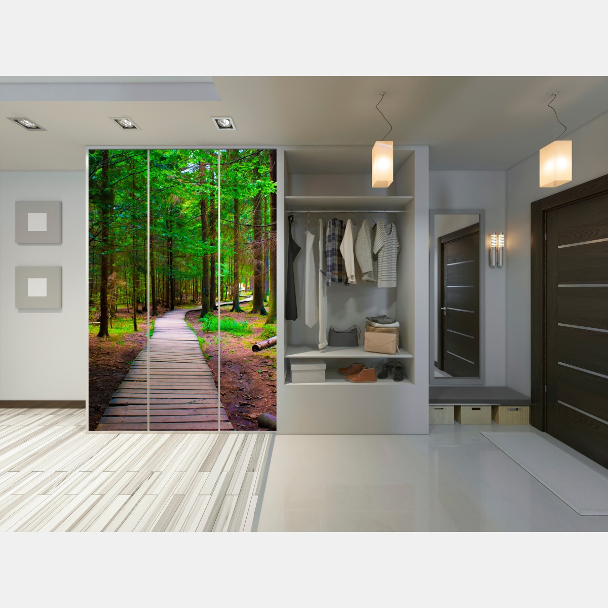 Schrankaufkleber ruhiger waldsteg im grünen – Wallnifity® Schrankaufkleber ruhiger waldsteg im grünen – Wallnifity®