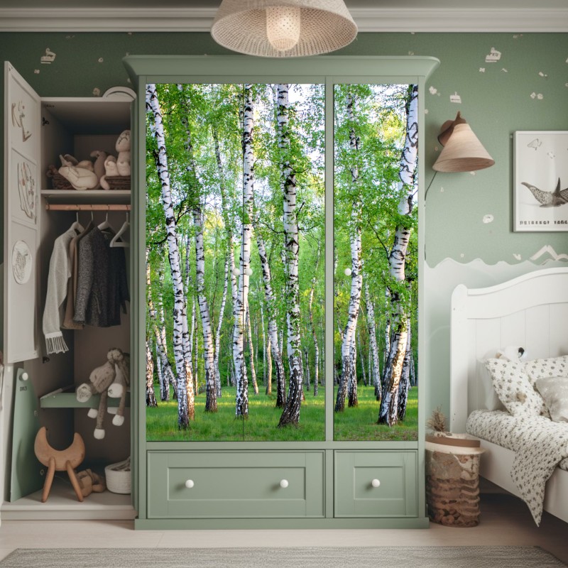 Schrankaufkleber symmetrische hängebrücke in schwarzweiß – Wallnifity®