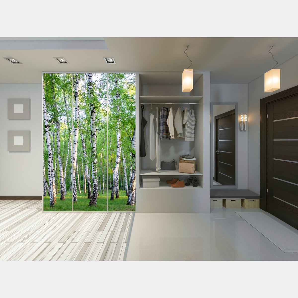 Schrankaufkleber ruhiger birkenhain im sommer – Wallnifity® Schrankaufkleber ruhiger birkenhain im sommer – Wallnifity®