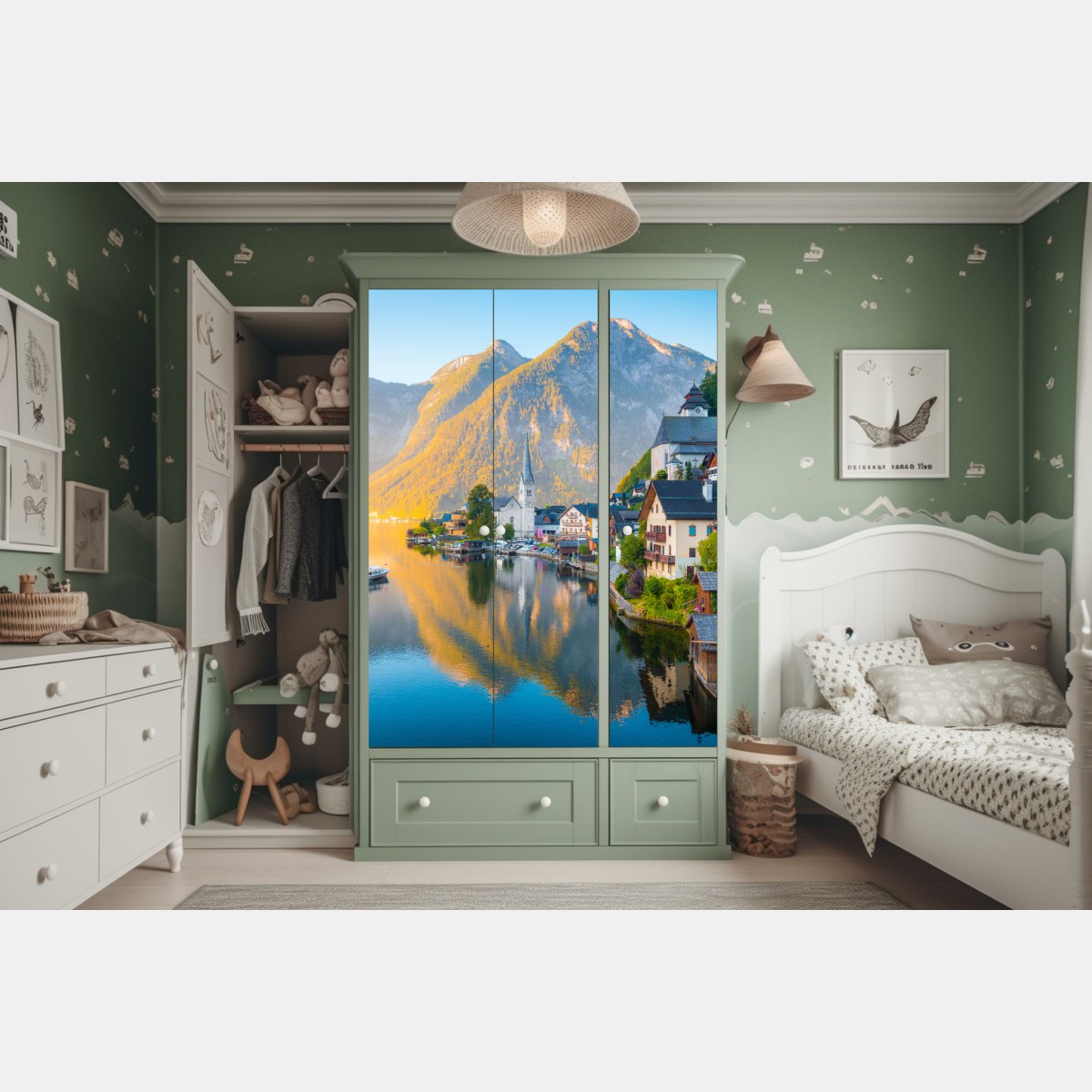 Schrankaufkleber morgendlicher lichtglanz über Hallstatt am see – Wallnifity® Schrankaufkleber morgendlicher lichtglanz über Hallstatt am see – Wallnifity®