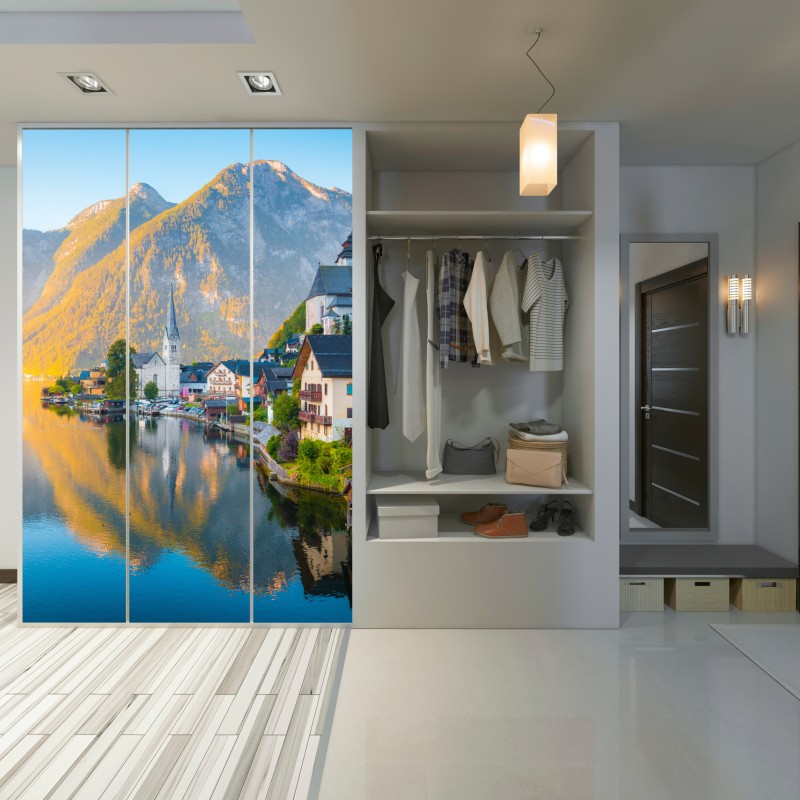 Schrankaufkleber morgendlicher lichtglanz über Hallstatt am see – Wallnifity® Schrankaufkleber morgendlicher lichtglanz über Hallstatt am see – Wallnifity®