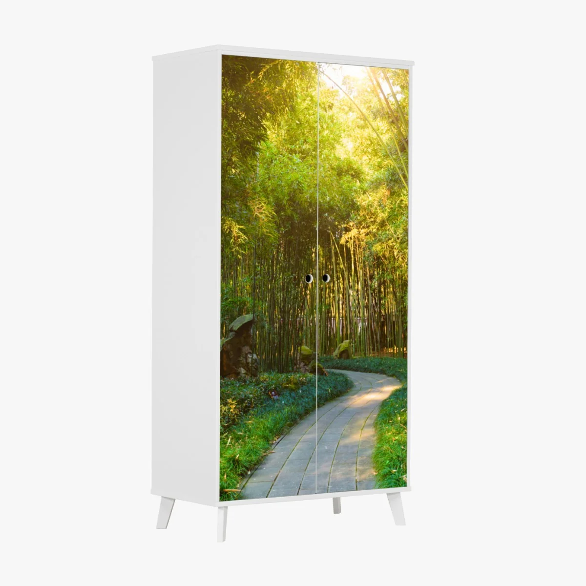 Schrankaufkleber ruhiger bambuswald mit pfad – Wallnifity® Schrankaufkleber ruhiger bambuswald mit pfad – Wallnifity®