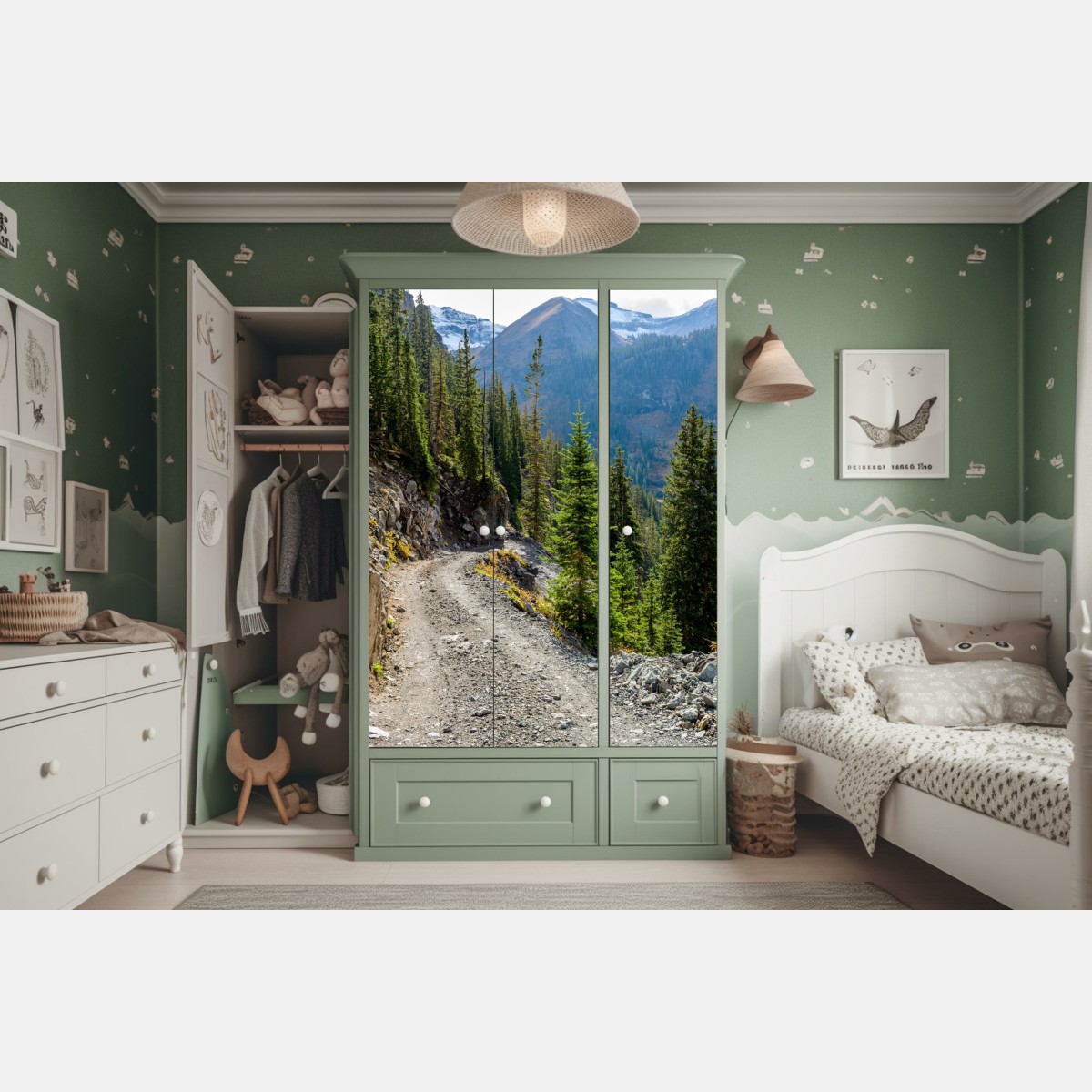 Schrankaufkleber bergpfad durch alpinen wald – Wallnifity® Schrankaufkleber bergpfad durch alpinen wald – Wallnifity®