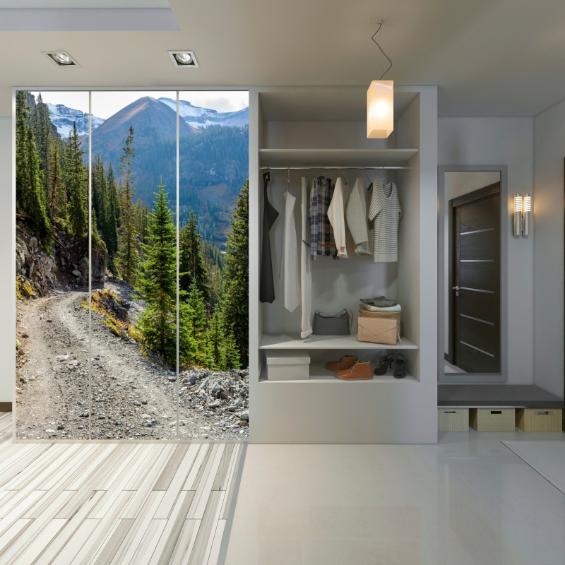 Schrankaufkleber bergpfad durch alpinen wald – Wallnifity® Schrankaufkleber bergpfad durch alpinen wald – Wallnifity®