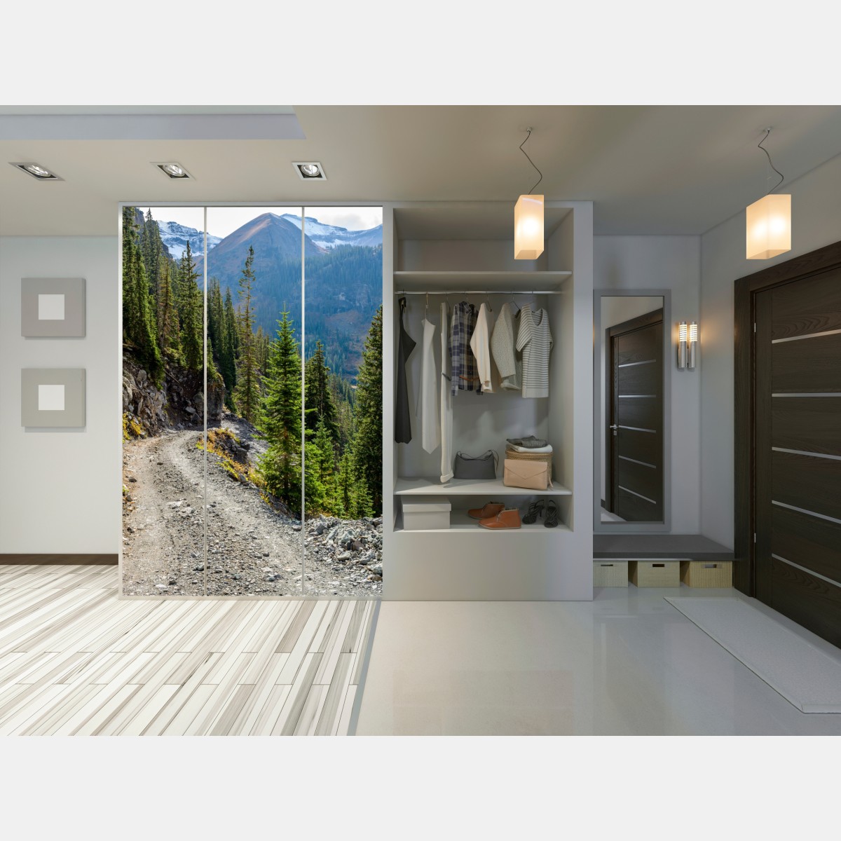 Schrankaufkleber bergpfad durch alpinen wald – Wallnifity® Schrankaufkleber bergpfad durch alpinen wald – Wallnifity®