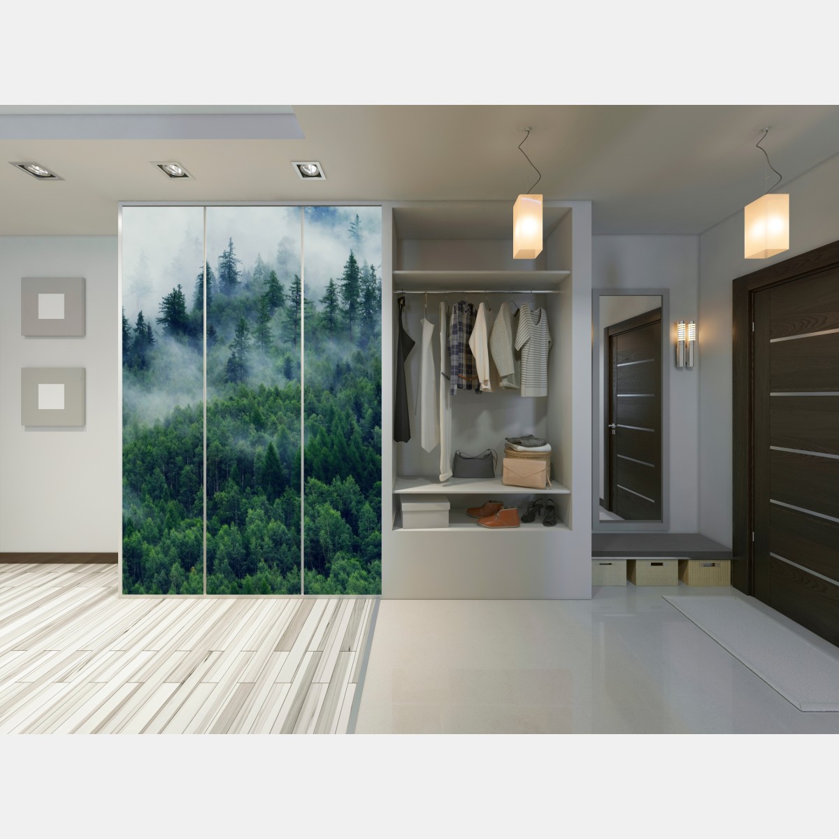 Schrankaufkleber nebliger grüner wald – Wallnifity® Schrankaufkleber nebliger grüner wald – Wallnifity®