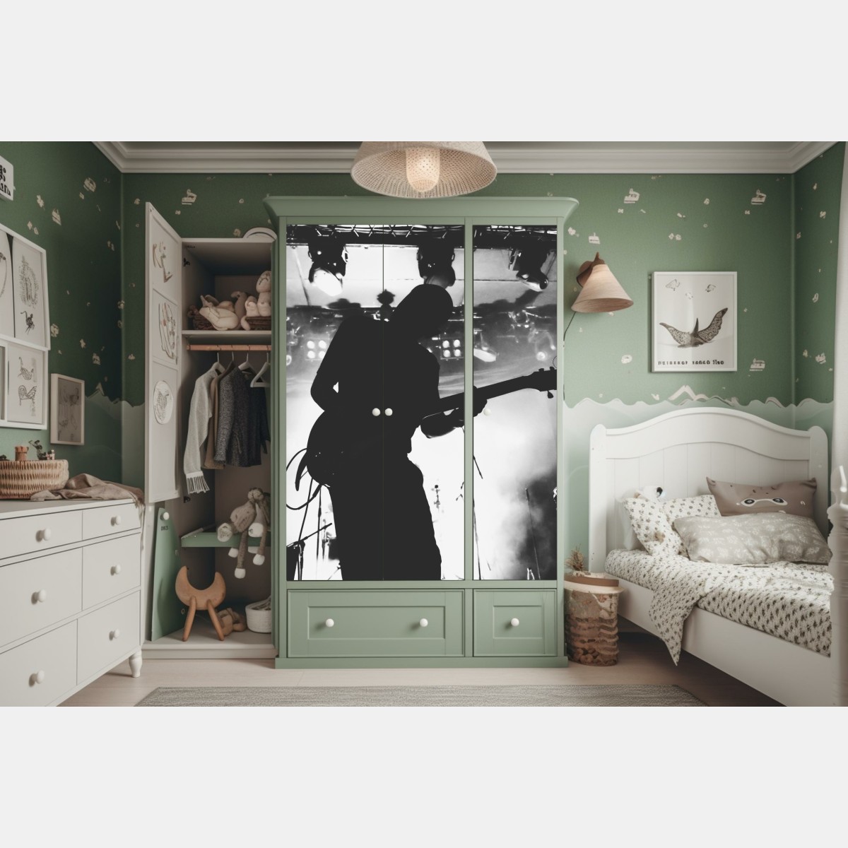 Schrankaufkleber gitaristensilhouette bei einem live-konzert – Wallnifity®