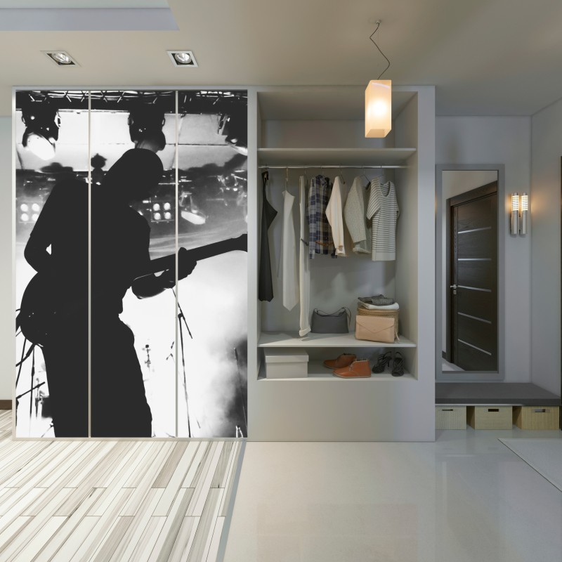 Schrankaufkleber gitaristensilhouette bei einem live-konzert – Wallnifity®