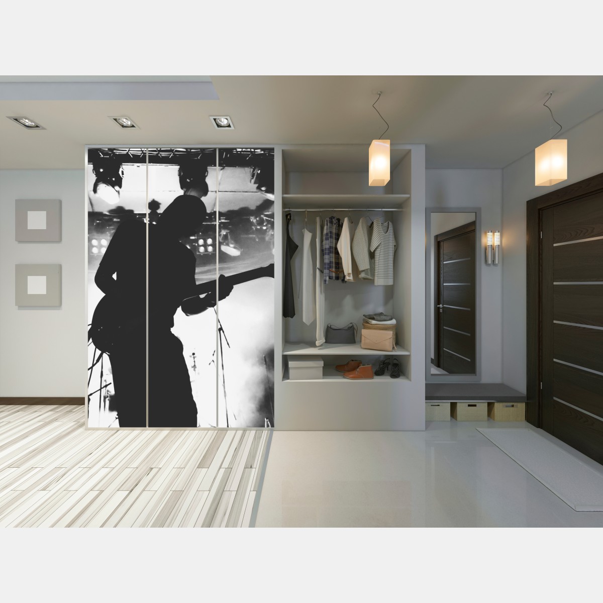 Schrankaufkleber gitaristensilhouette bei einem live-konzert – Wallnifity®