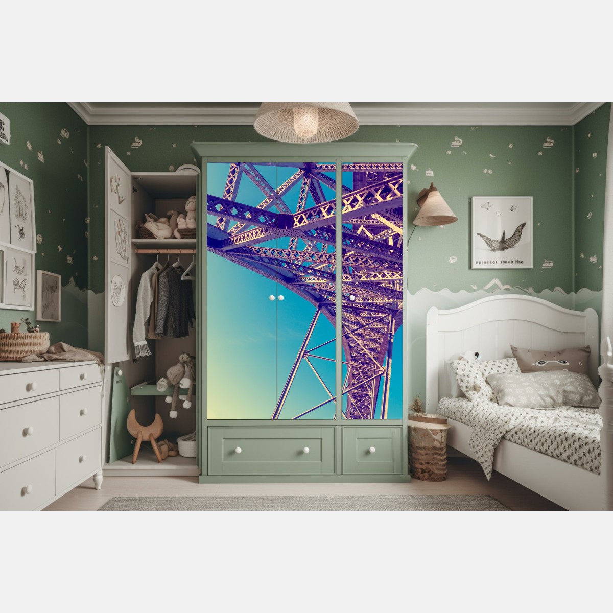 Schrankaufkleber abstrakte stahlbrücke in perspektive – Wallnifity® Schrankaufkleber abstrakte stahlbrücke in perspektive – Wallnifity®