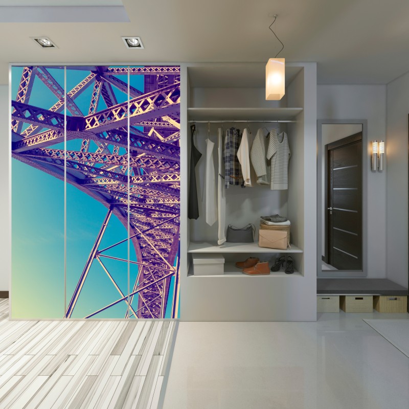 Schrankaufkleber abstrakte stahlbrücke in perspektive – Wallnifity® Schrankaufkleber abstrakte stahlbrücke in perspektive – Wallnifity®