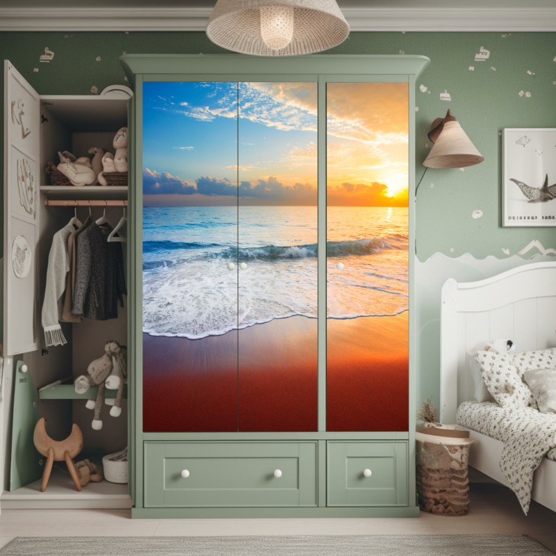 Schrankaufkleber minimalistische botanische silhouette mit sonne – Wallnifity®