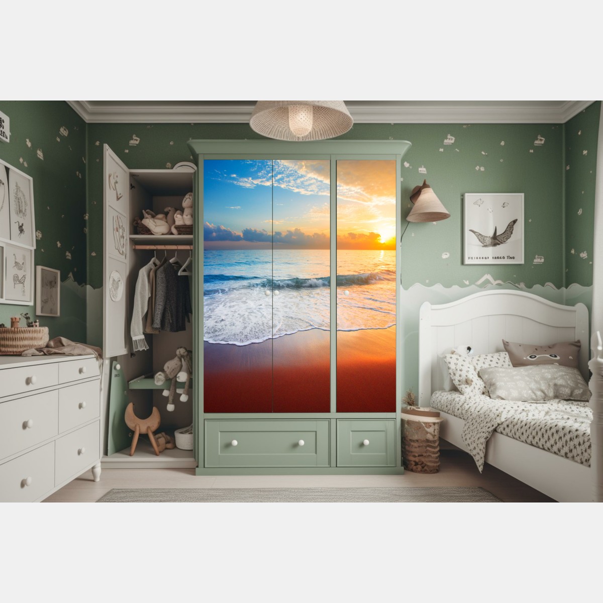 Schrankaufkleber ruhiger sonnenuntergang über dem meer – Wallnifity® Schrankaufkleber ruhiger sonnenuntergang über dem meer – Wallnifity®