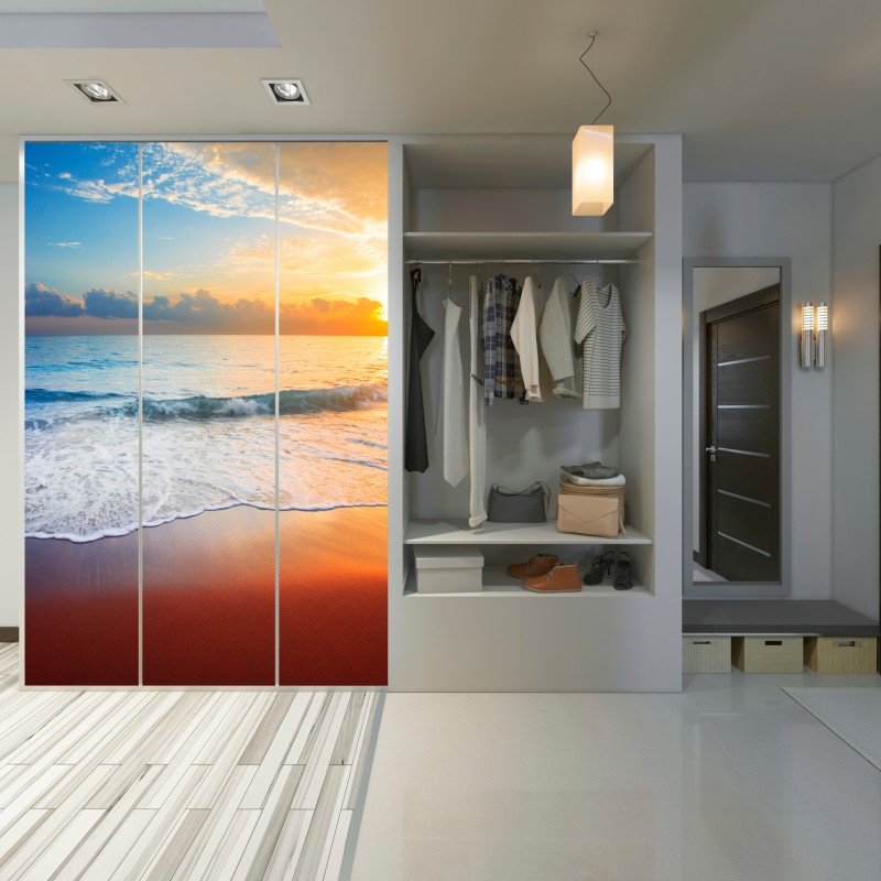 Schrankaufkleber ruhiger sonnenuntergang über dem meer – Wallnifity® Schrankaufkleber ruhiger sonnenuntergang über dem meer – Wallnifity®