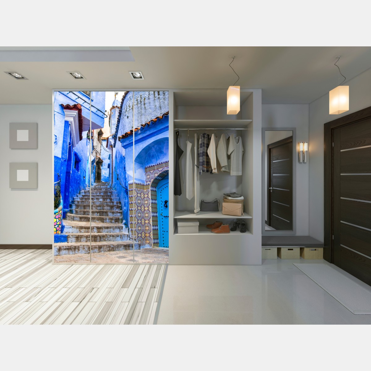 Schrankaufkleber blaue gasse in Chefchaouen, Marokko – Wallnifity® Schrankaufkleber blaue gasse in Chefchaouen, Marokko – Wallnifity®