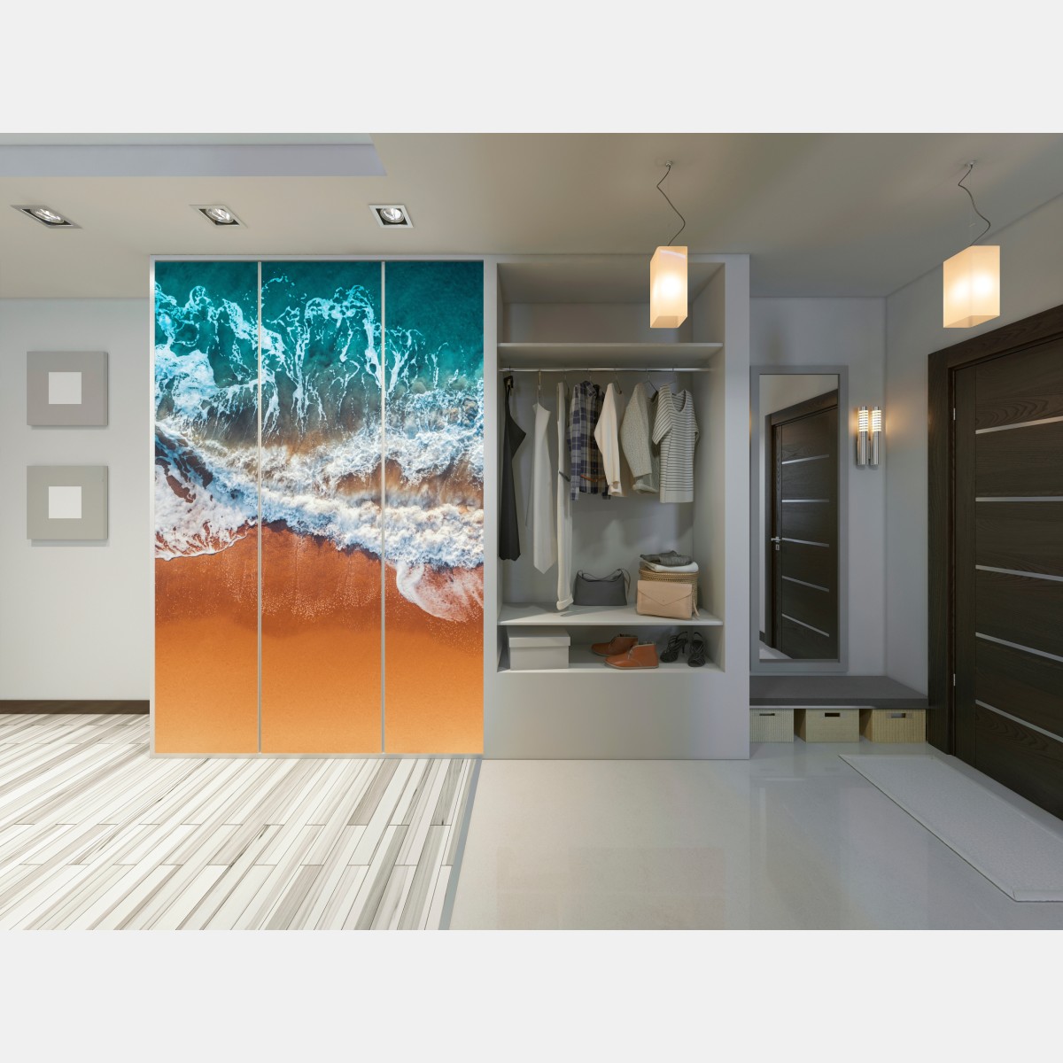 Schrankaufkleber luftaufnahme türkisfarbener wellen an einem sandstrand – Wallnifity® Schrankaufkleber luftaufnahme türkisfarbener wellen an einem sandstrand – Wallnifity®