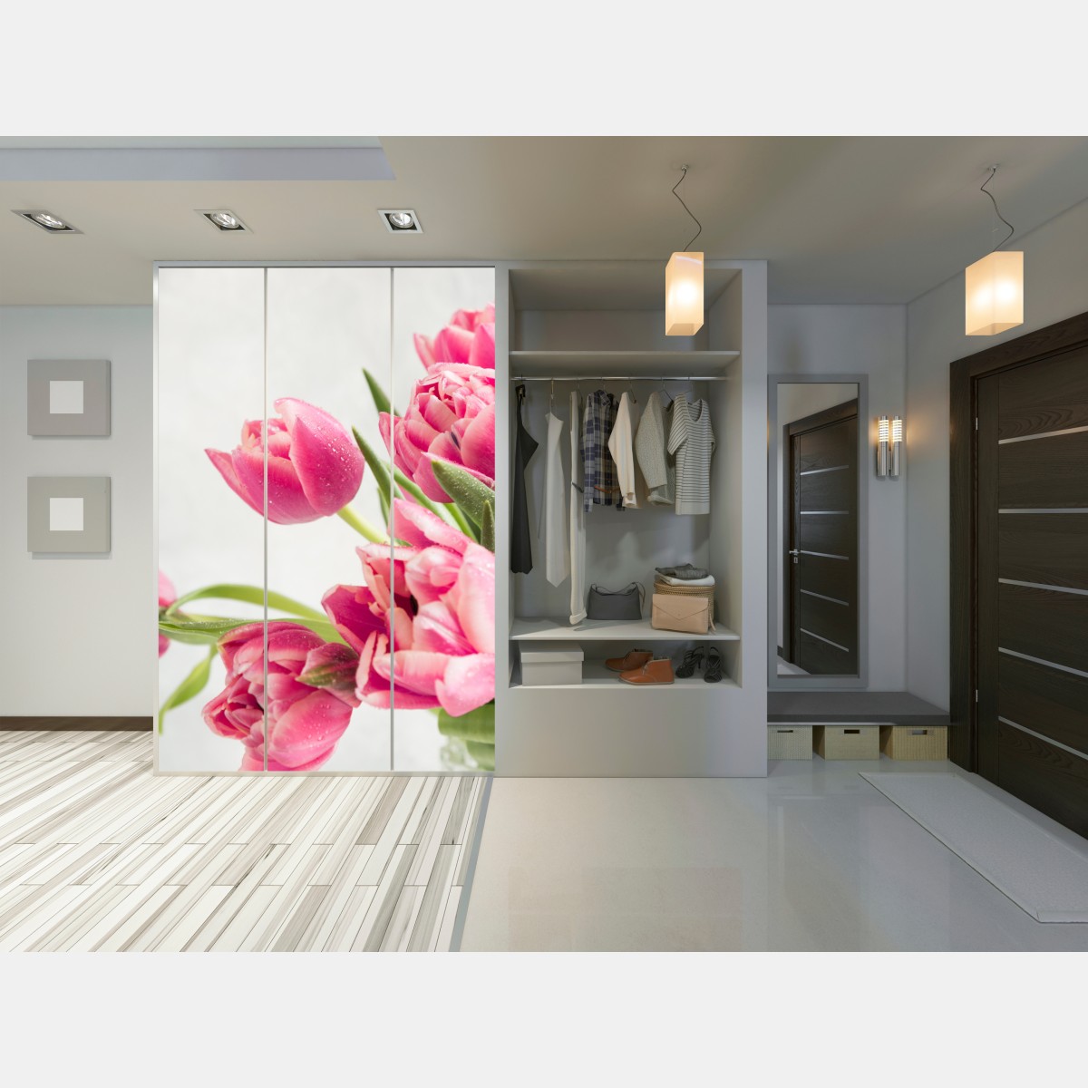 Schrankaufkleber eleganter strauß rosa tulpen – Wallnifity®