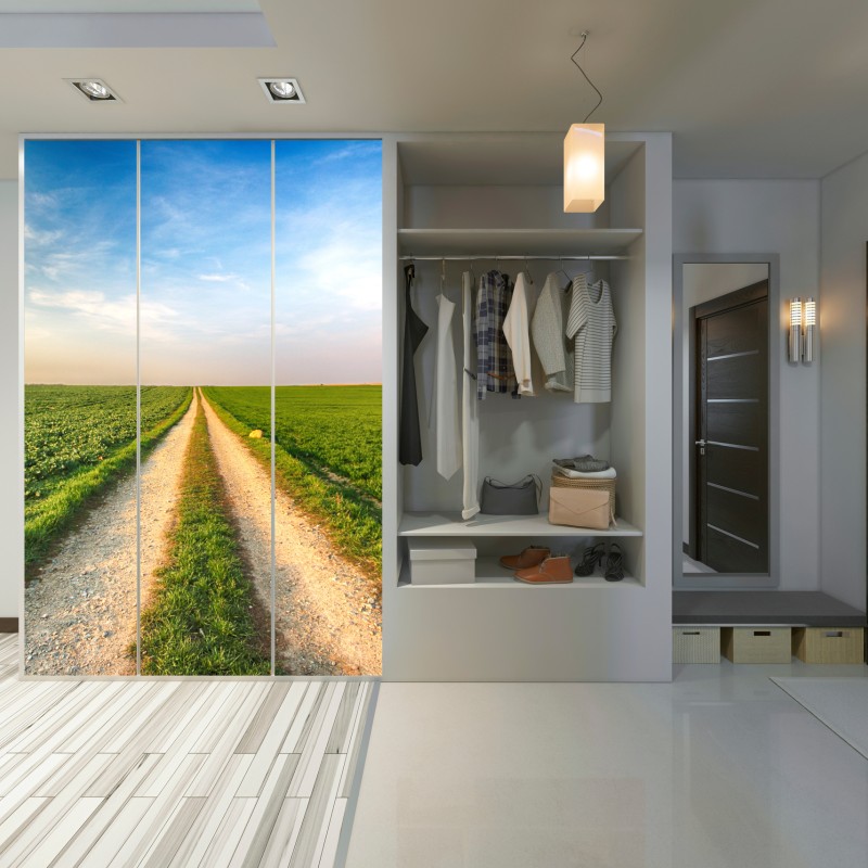 Schrankaufkleber feldweg durch grüne felder – Wallnifity® Schrankaufkleber feldweg durch grüne felder – Wallnifity®