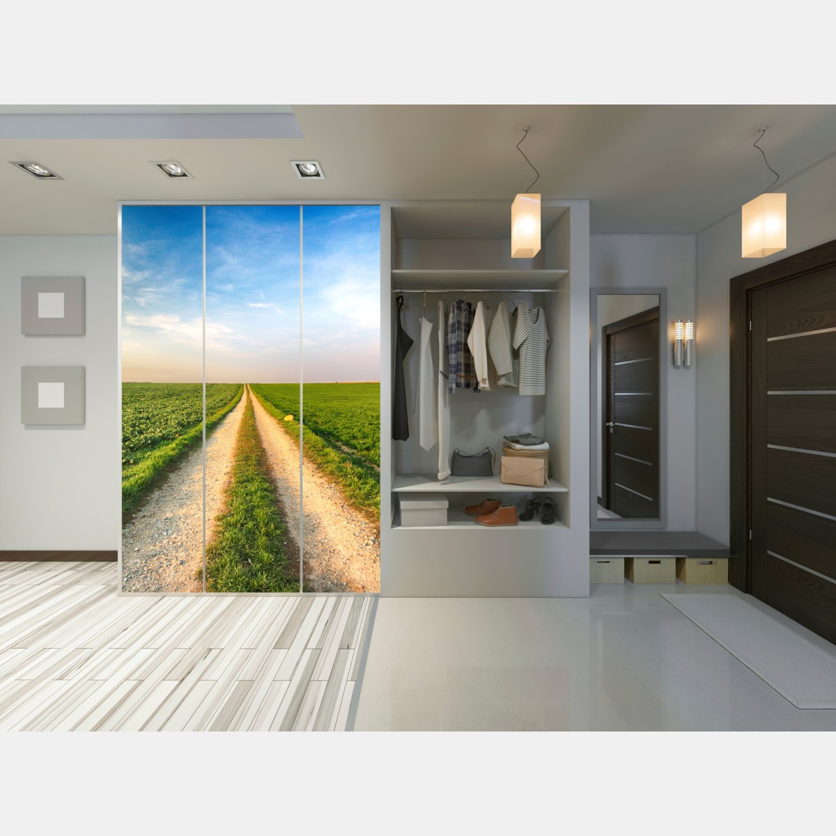 Schrankaufkleber feldweg durch grüne felder – Wallnifity® Schrankaufkleber feldweg durch grüne felder – Wallnifity®