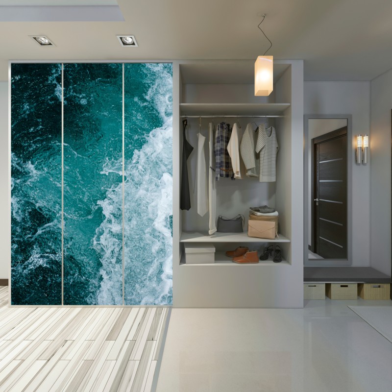 Schrankaufkleber türkisblaue ozeanwellen – Wallnifity® Schrankaufkleber türkisblaue ozeanwellen – Wallnifity®