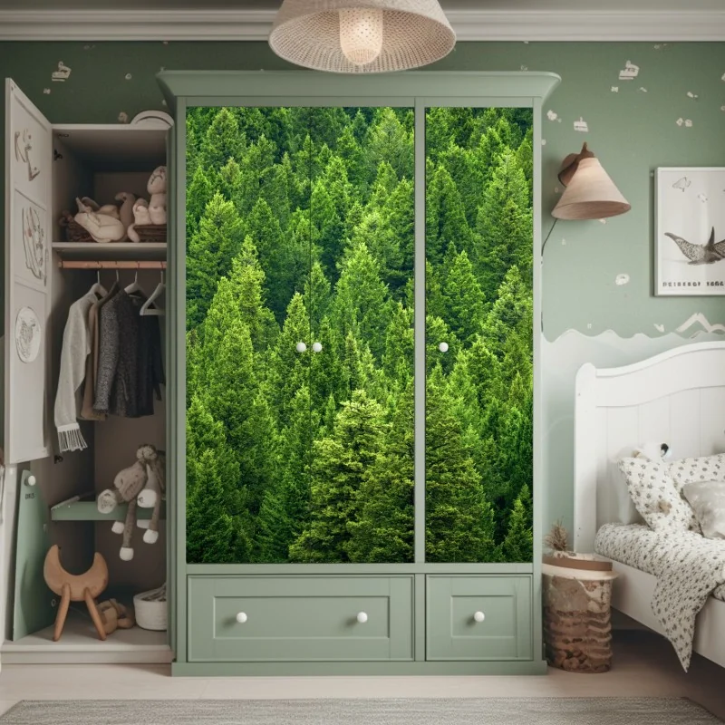 Schrankaufkleber üppige kronen eines kieferwaldes – Wallnifity® Schrankaufkleber üppige kronen eines kieferwaldes – Wallnifity®