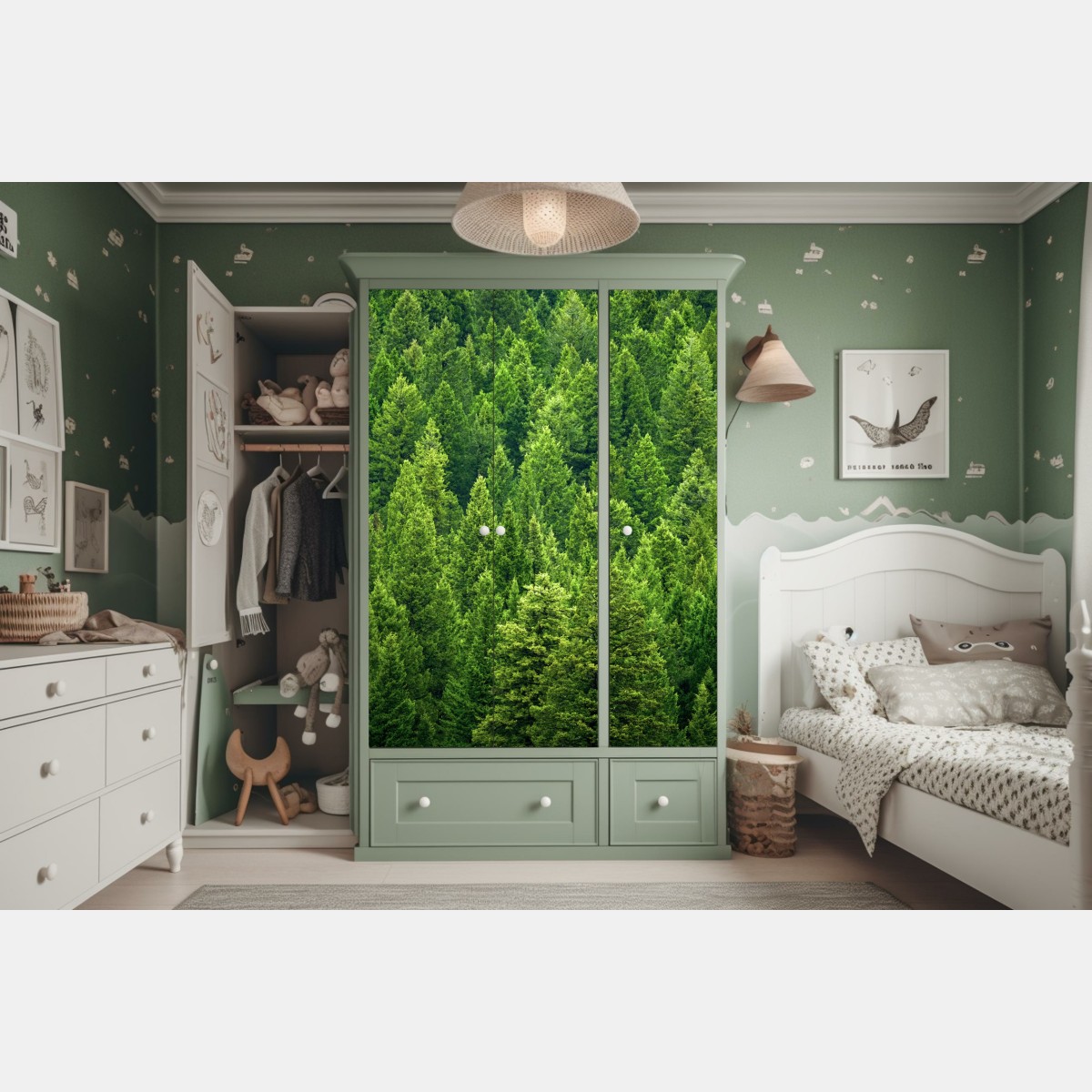 Schrankaufkleber üppige kronen eines kieferwaldes – Wallnifity® Schrankaufkleber üppige kronen eines kieferwaldes – Wallnifity®