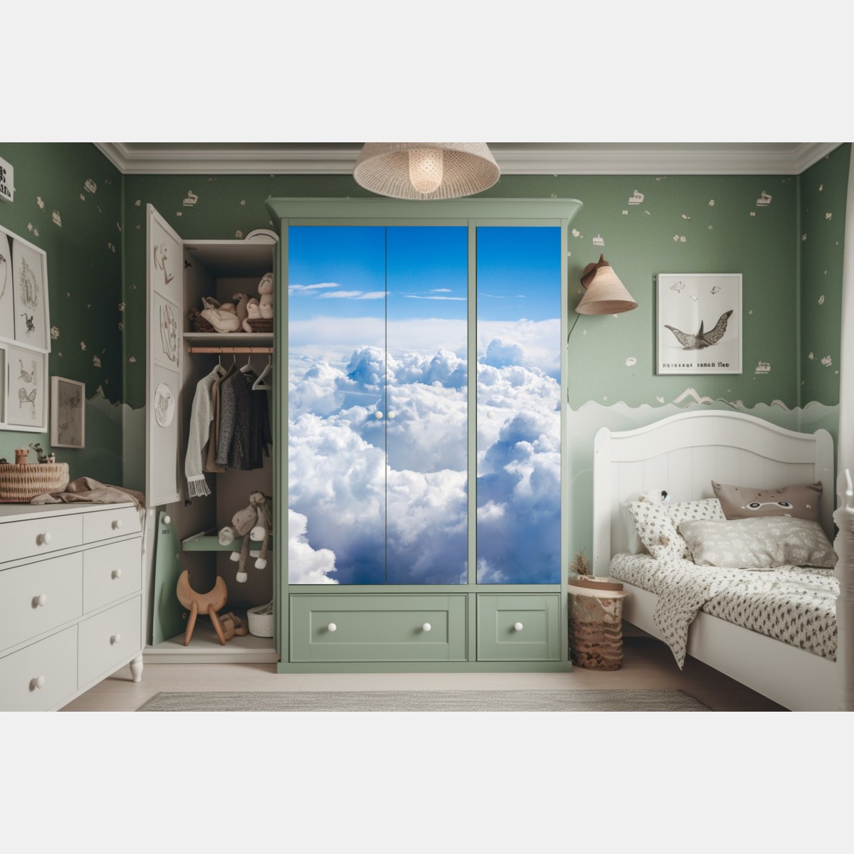 Schrankaufkleber ruhige wolkenlandschaft am blauen himmel – Wallnifity®
