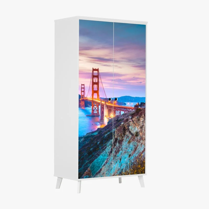 Schrankaufkleber Golden Gate Bridge bei dämmerung – Wallnifity® Schrankaufkleber Golden Gate Bridge bei dämmerung – Wallnifity®