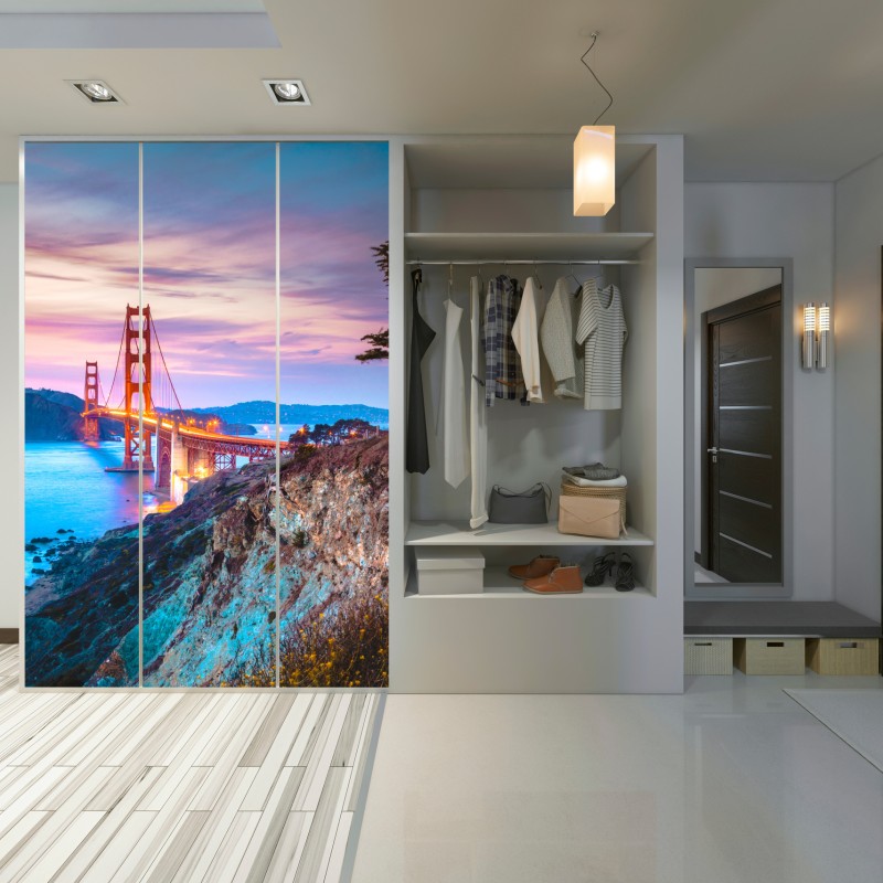 Schrankaufkleber Golden Gate Bridge bei dämmerung – Wallnifity® Schrankaufkleber Golden Gate Bridge bei dämmerung – Wallnifity®