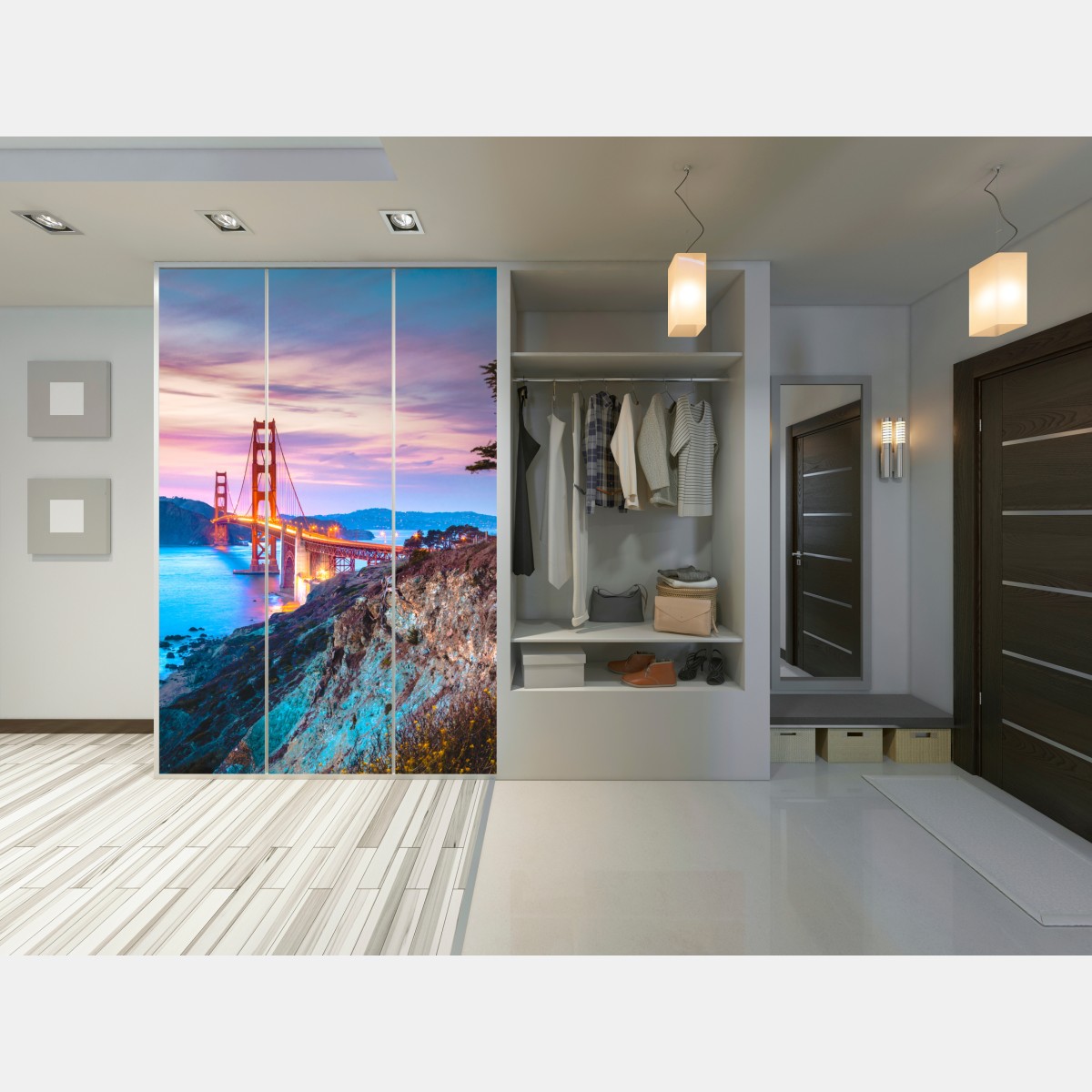 Schrankaufkleber Golden Gate Bridge bei dämmerung – Wallnifity® Schrankaufkleber Golden Gate Bridge bei dämmerung – Wallnifity®