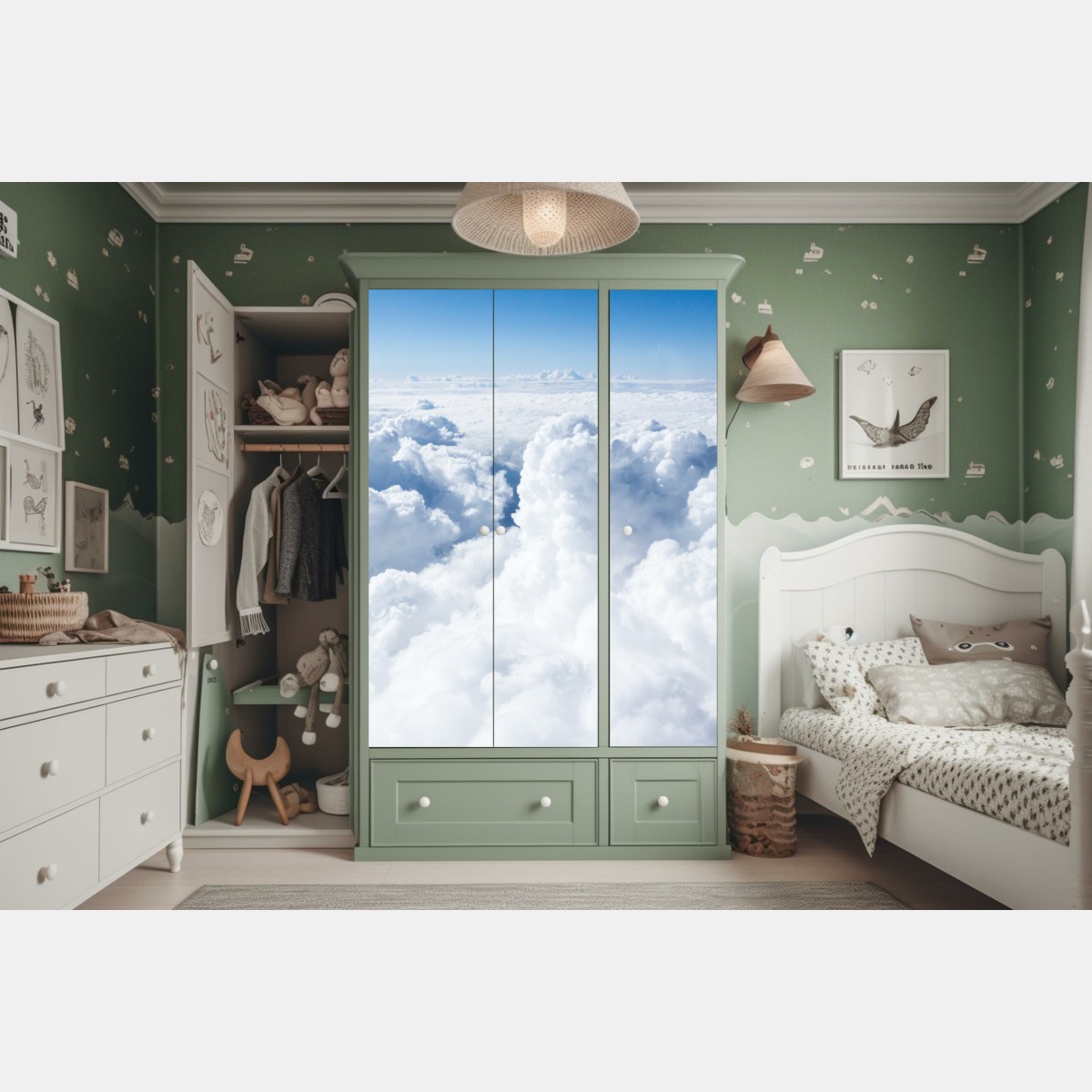 Schrankaufkleber blick von oben: sanfte wolken und blauer himmel – Wallnifity® Schrankaufkleber blick von oben: sanfte wolken und blauer himmel – Wallnifity®