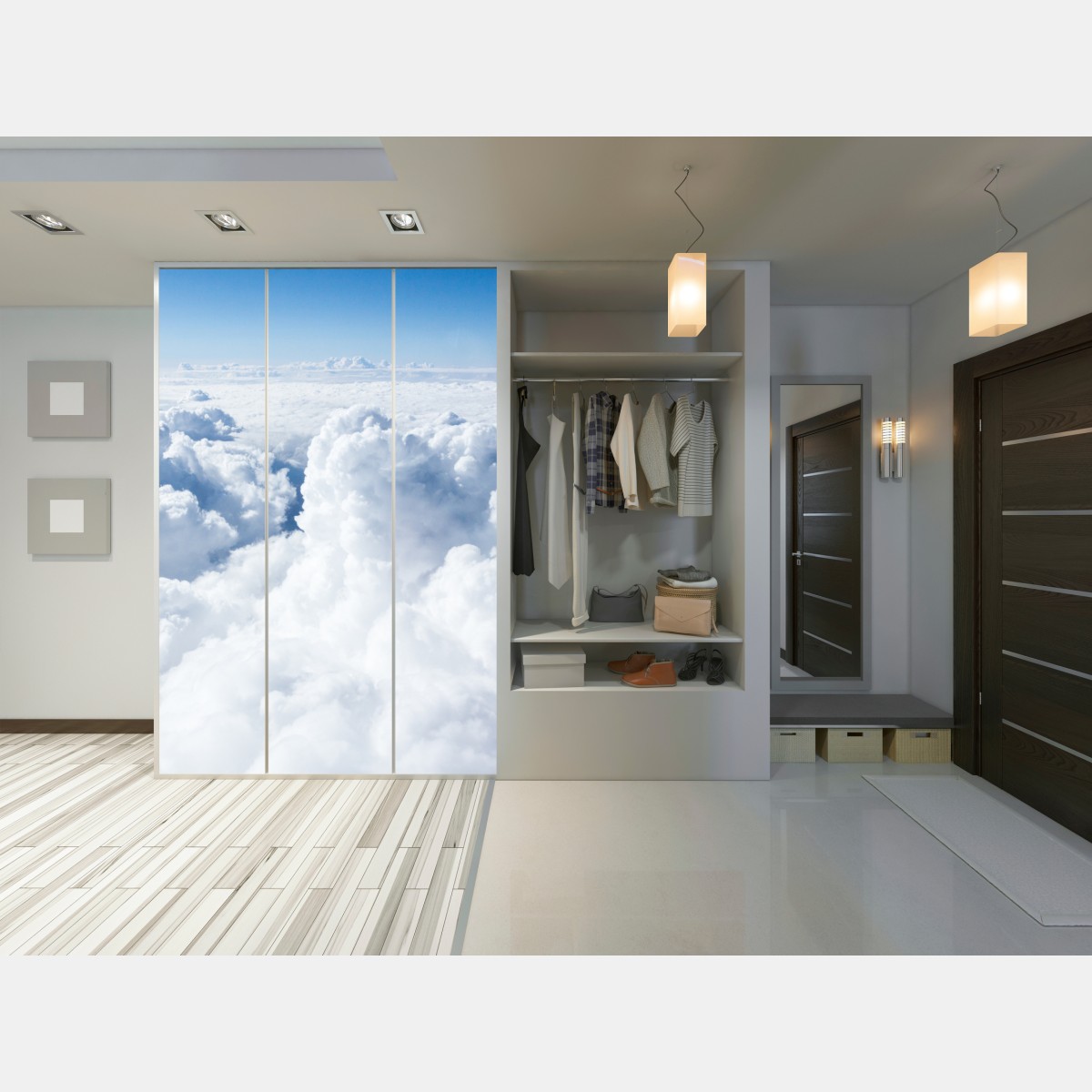 Schrankaufkleber blick von oben: sanfte wolken und blauer himmel – Wallnifity® Schrankaufkleber blick von oben: sanfte wolken und blauer himmel – Wallnifity®