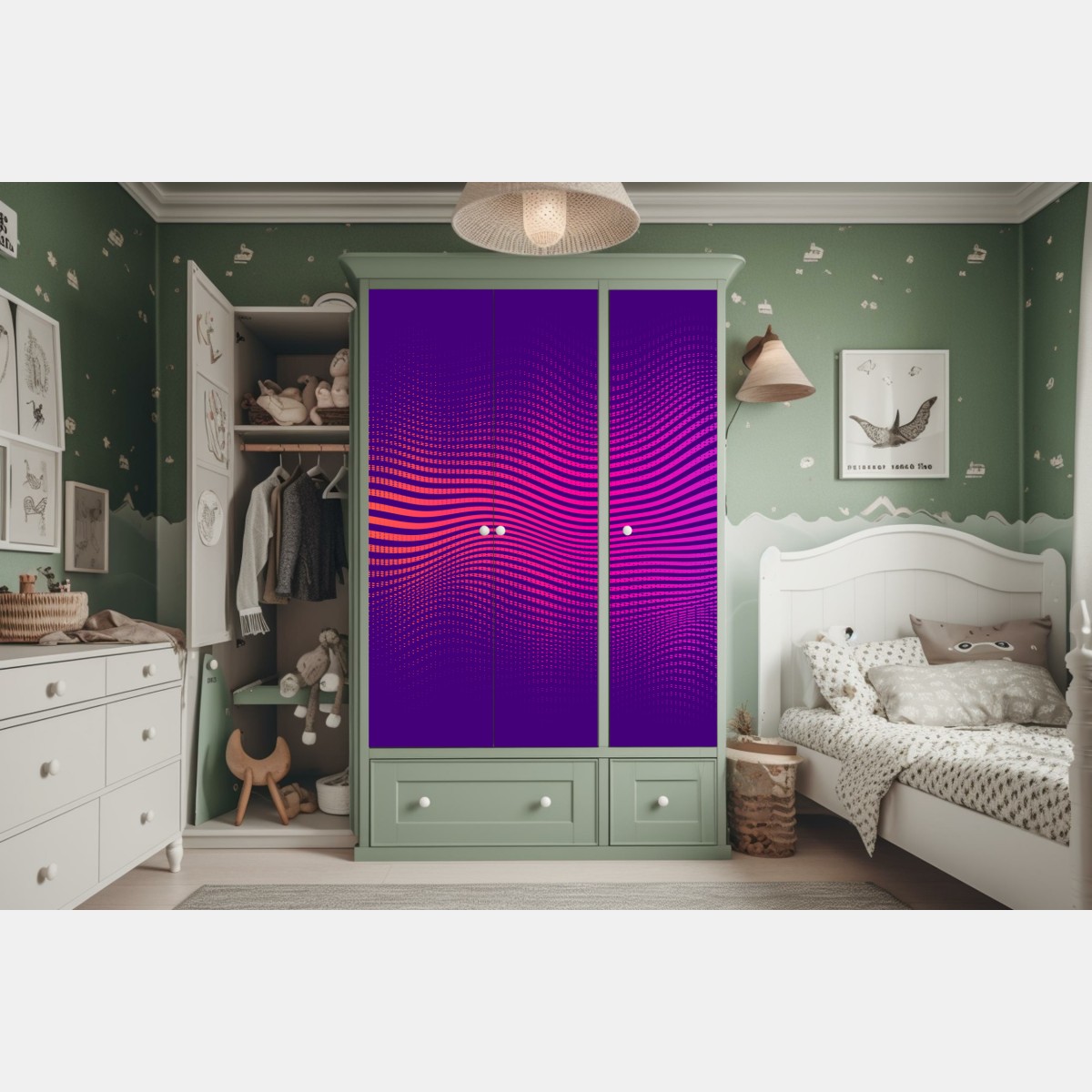 Schrankaufkleber leuchtendes verlauf-wellenmuster – Wallnifity® Schrankaufkleber leuchtendes verlauf-wellenmuster – Wallnifity®