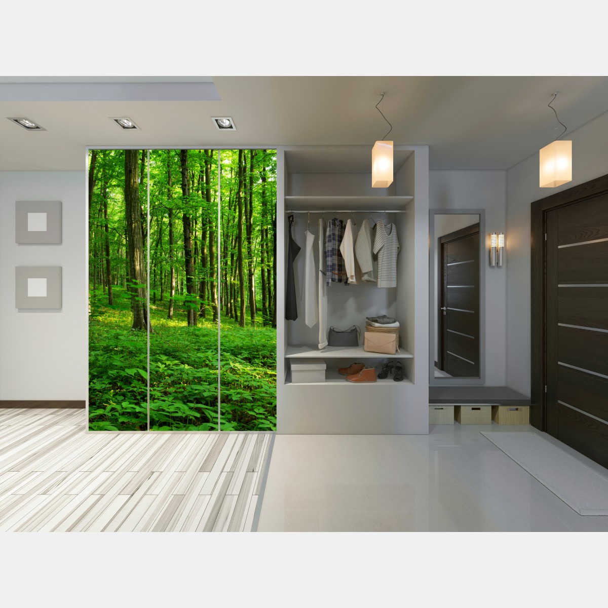 Schrankaufkleber sonniger grüner wald im frühling – Wallnifity®