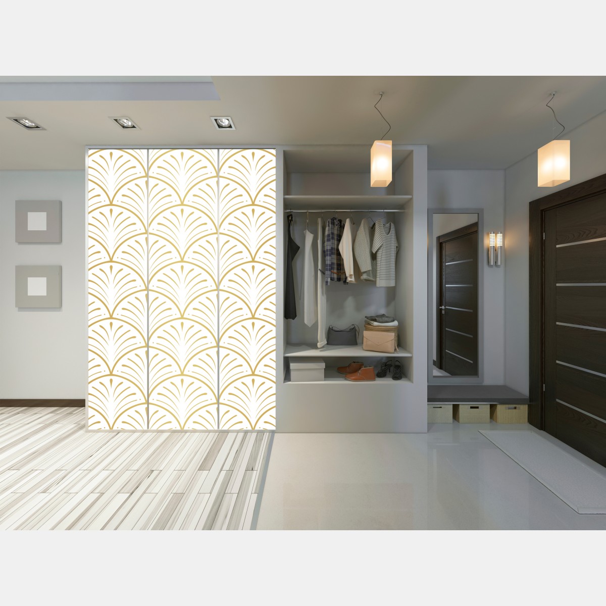 Schrankaufkleber goldenes art deco fächermuster – Wallnifity® Schrankaufkleber goldenes art deco fächermuster – Wallnifity®