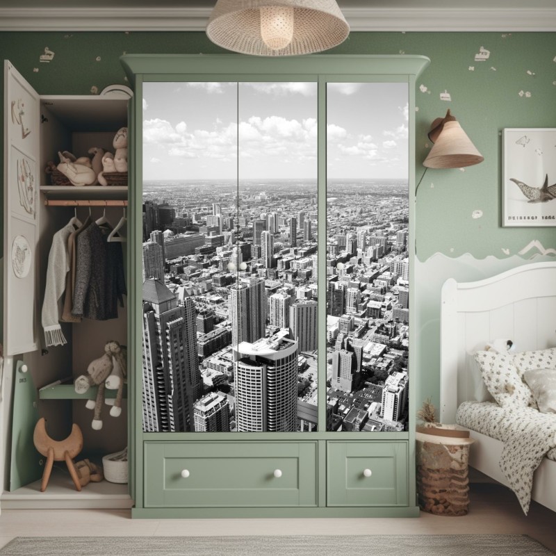 Schrankaufkleber symmetrische hängebrücke in schwarzweiß – Wallnifity®