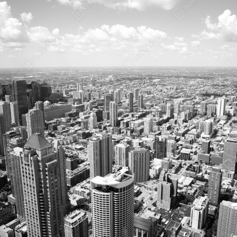 Schrankaufkleber Chicago skyline in graustufen – Wallnifity® Schrankaufkleber Chicago skyline in graustufen – Wallnifity®