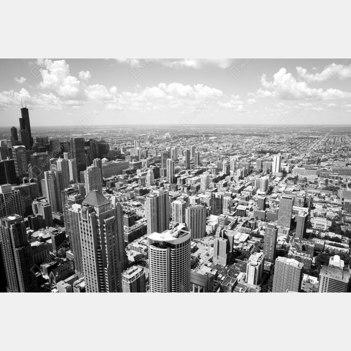 Schrankaufkleber Chicago skyline in graustufen – Wallnifity® Schrankaufkleber Chicago skyline in graustufen – Wallnifity®