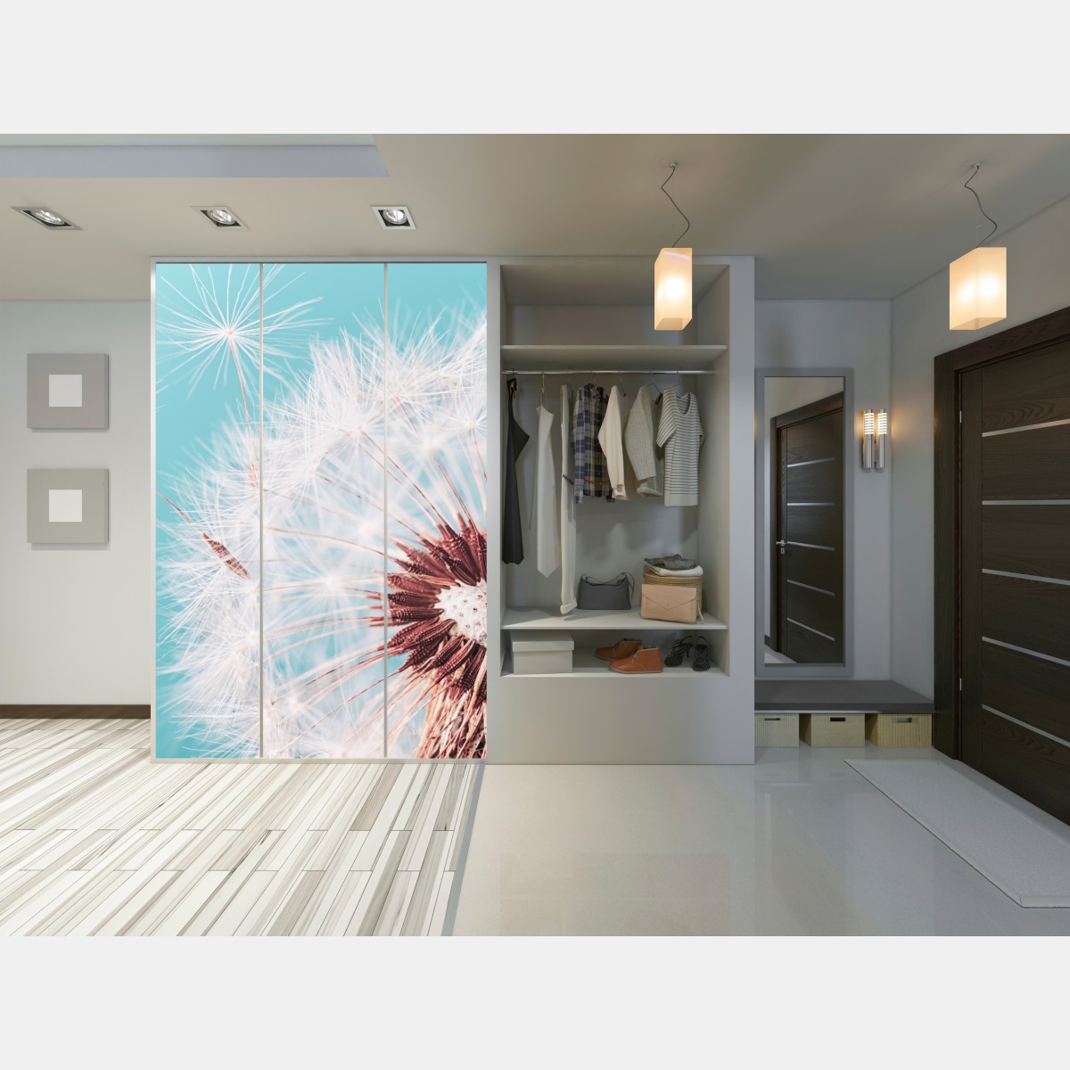 Schrankaufkleber zarter löwenzahn vor türkisfarbenem hintergrund – Wallnifity® Schrankaufkleber zarter löwenzahn vor türkisfarbenem hintergrund – Wallnifity®