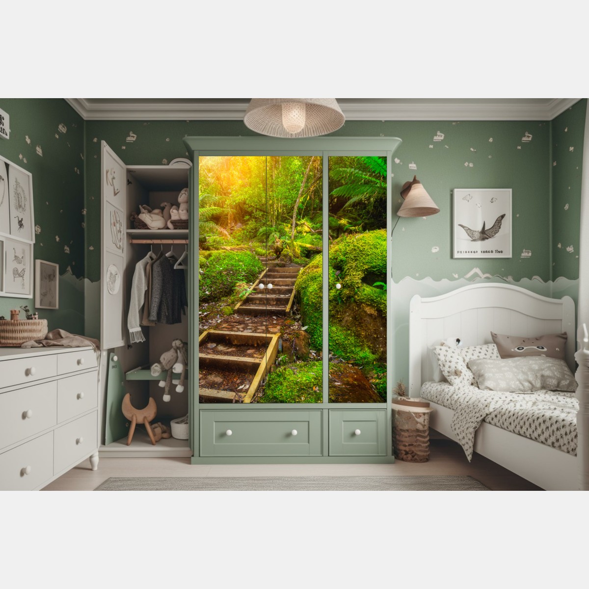 Schrankaufkleber moosiger regenwaldpfad auf der Tasman-Halbinsel – Wallnifity®