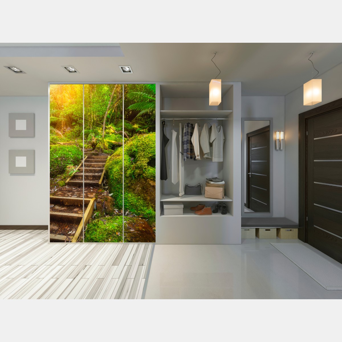 Schrankaufkleber moosiger regenwaldpfad auf der Tasman-Halbinsel – Wallnifity®