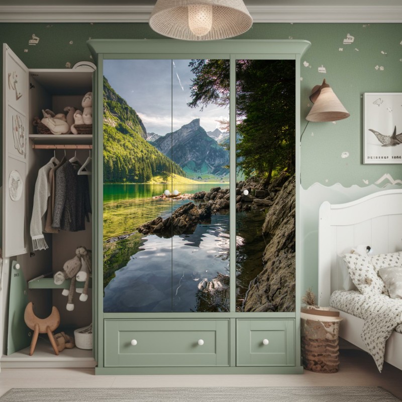 Schrankaufkleber Golden Gate Bridge reflektiert am strand – Wallnifity®