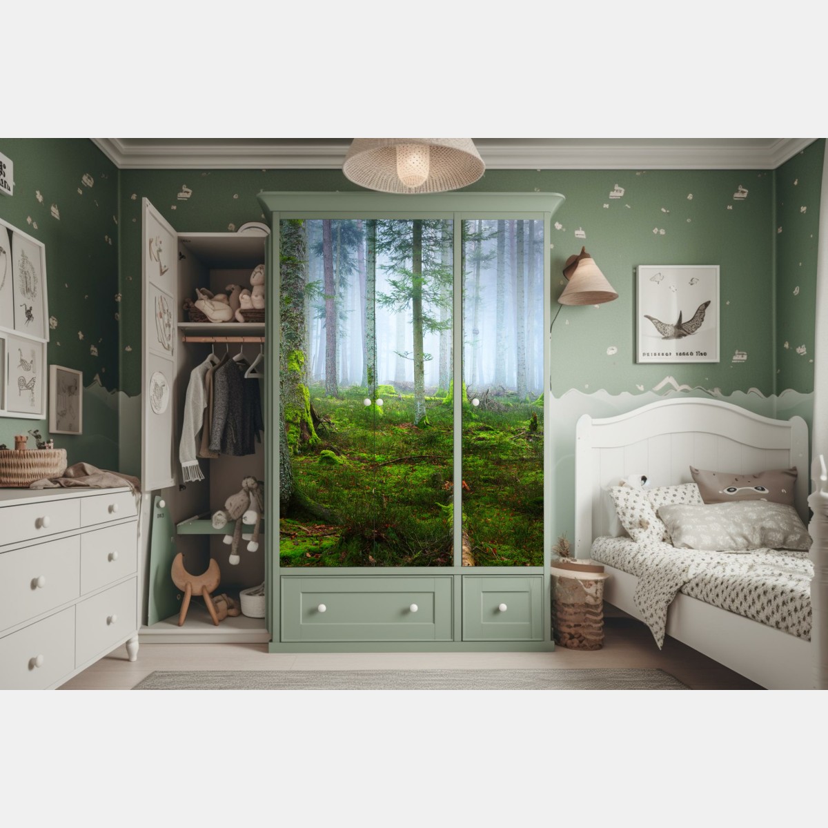 Schrankaufkleber nebliger kiefernwald aus dem Elsass – Wallnifity® Schrankaufkleber nebliger kiefernwald aus dem Elsass – Wallnifity®