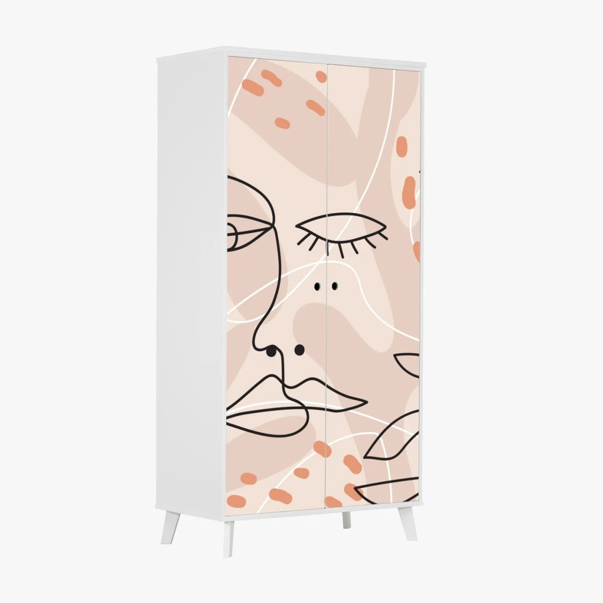 Schrankaufkleber pastell linienzeichnungen gesichter – Wallnifity® Schrankaufkleber pastell linienzeichnungen gesichter – Wallnifity®