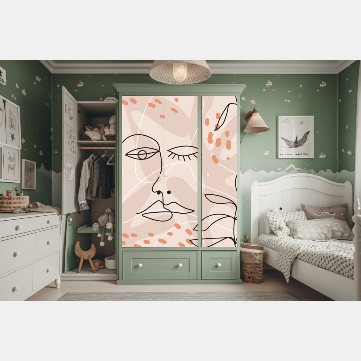 Schrankaufkleber pastell linienzeichnungen gesichter – Wallnifity® Schrankaufkleber pastell linienzeichnungen gesichter – Wallnifity®